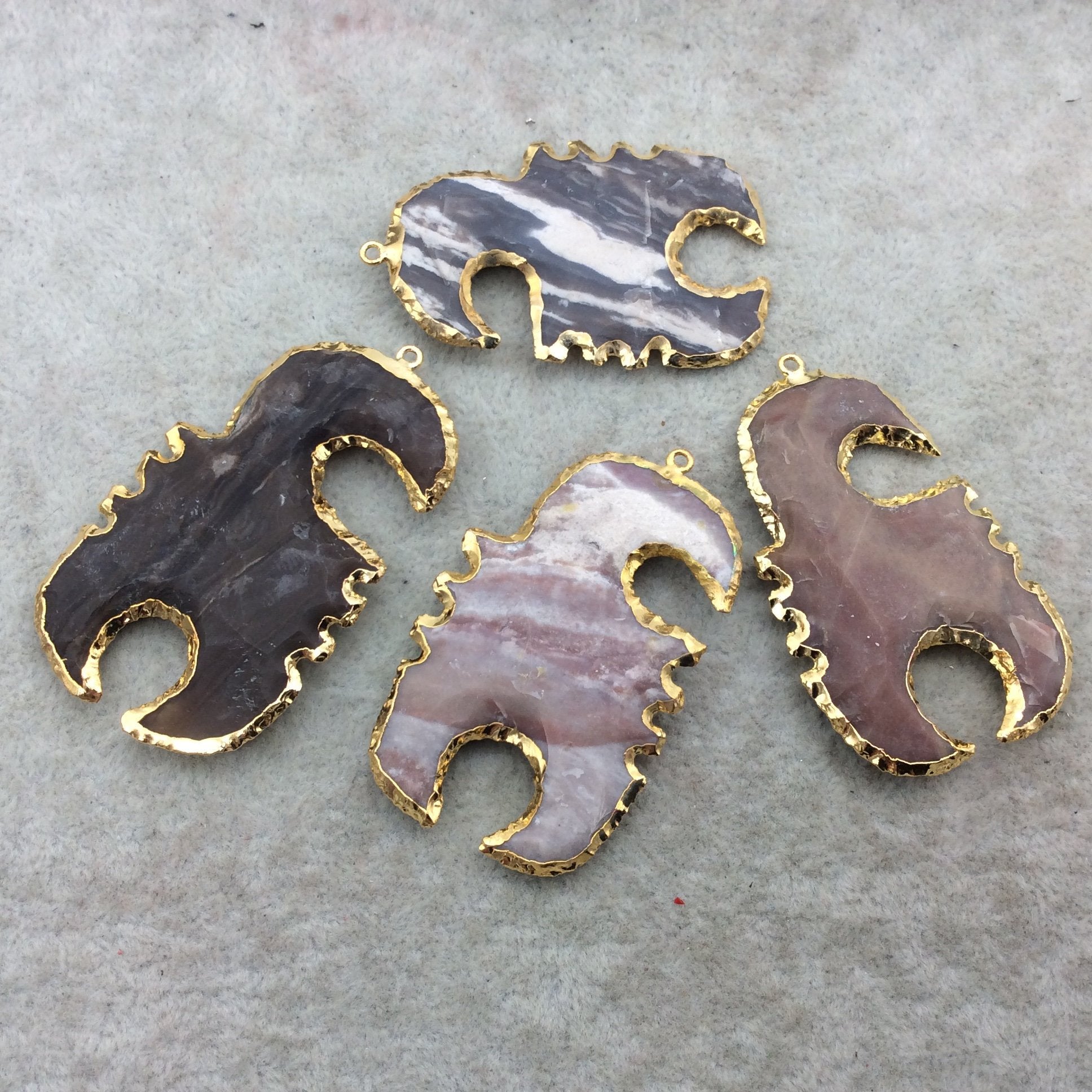 2-2.5" Gold Finish Scorpion Shape Electroplated Mixed Jasper Pendant EJ007M - ~ 50mm-60mm Long - Sold Individually, Randomly Chosen