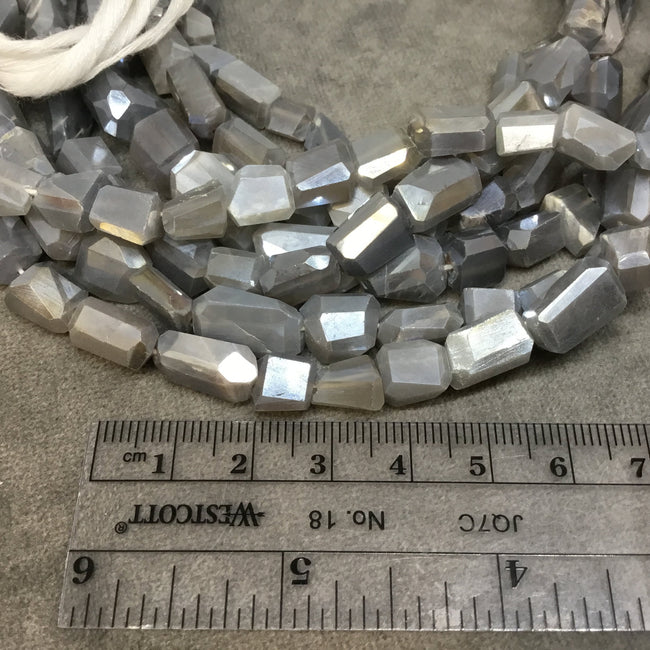 12mm Gray Moonstone Faceted Nugget Beads