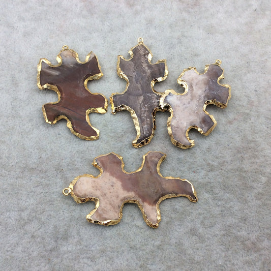 2-2.5" Gold Finish Lizard/Gecko Shape Electroplated Mixed Jasper Pendant EJ011S - ~ 50mm-60mm Long - Per Each, Randomly Chosen