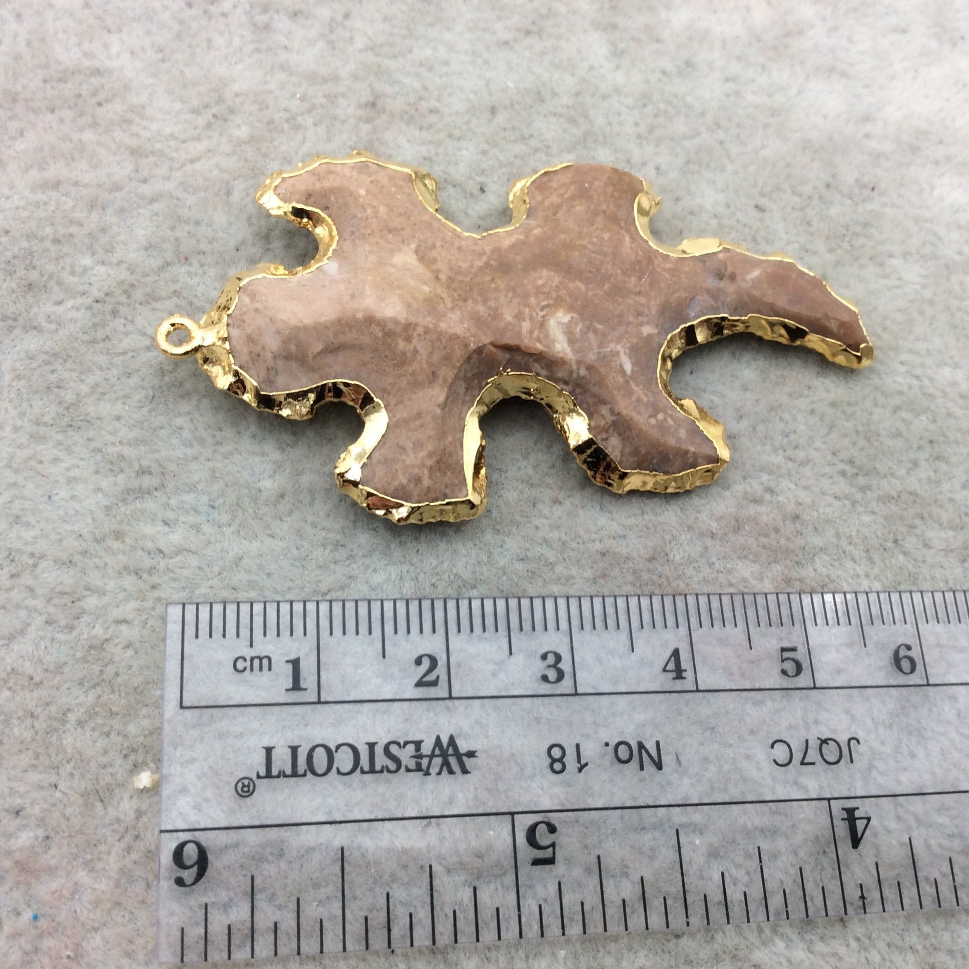 2-2.5" Gold Finish Lizard/Gecko Shape Electroplated Mixed Jasper Pendant EJ011S - ~ 50mm-60mm Long - Per Each, Randomly Chosen