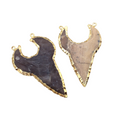 1.5-2.25" Gold Finish Double Bail Stylized Wolf Head Shape Electroplated Mixed Jasper Pendant EJ010S ~ 45mm-50mm Long - Per Each, At Random