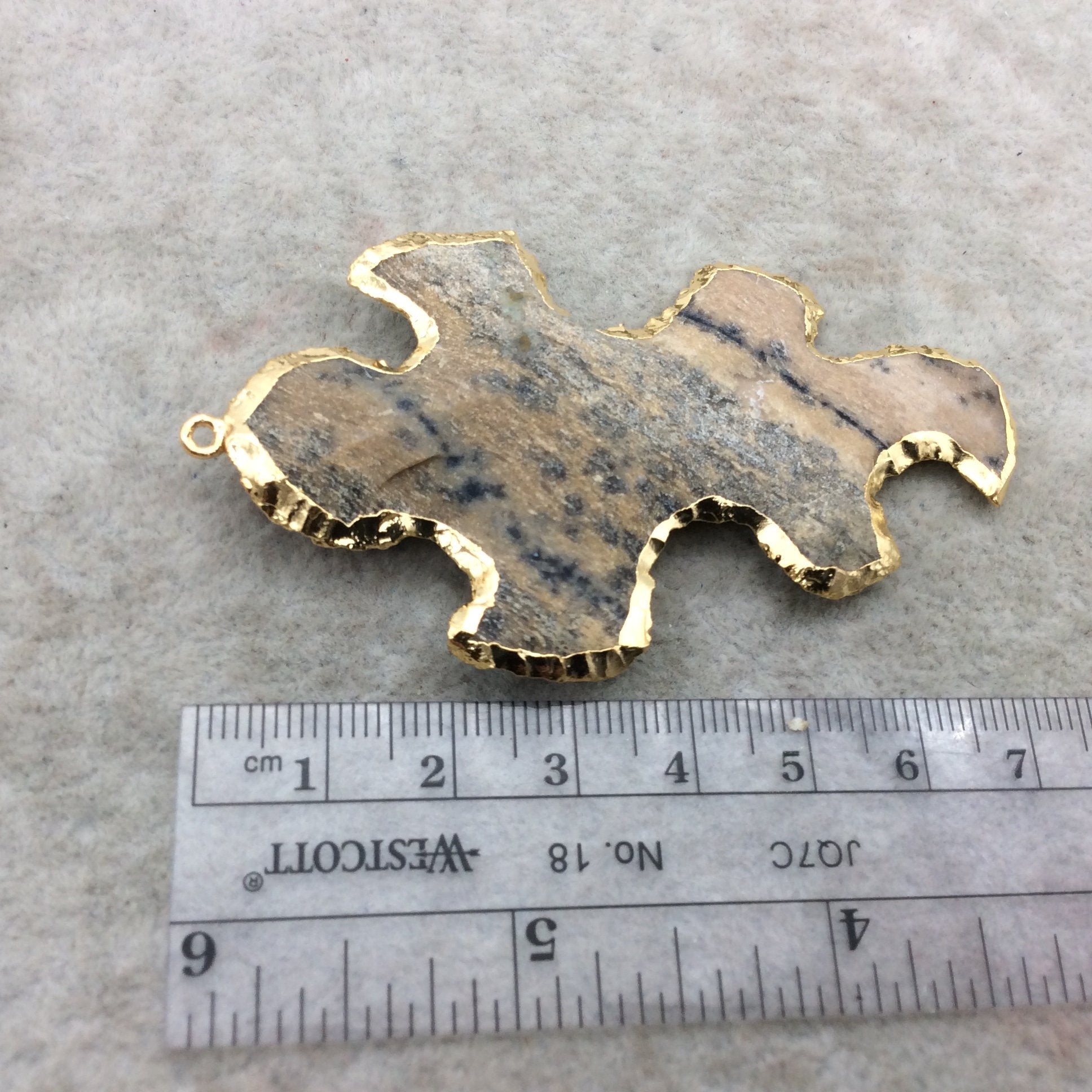 2.25-2.75" Gold Finish Lizard/Gecko Shape Electroplated Mixed Jasper Pendant EJ011M - ~ 60mm-70mm Long - Per Each, Randomly Chosen
