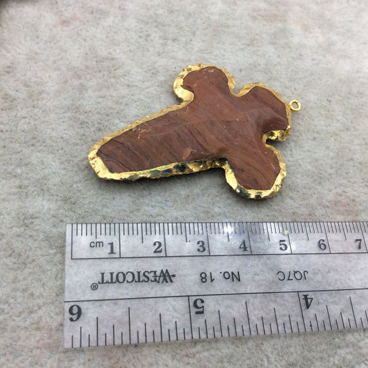 2.25-2.75" Gold Finish Dagger Shape Electroplated Mixed Jasper Pendant EJ014M - ~ 55mm-60mm Long - Sold Individually, Randomly Chosen