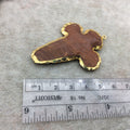 2.25-2.75" Gold Finish Dagger Shape Electroplated Mixed Jasper Pendant EJ014M - ~ 55mm-60mm Long - Sold Individually, Randomly Chosen
