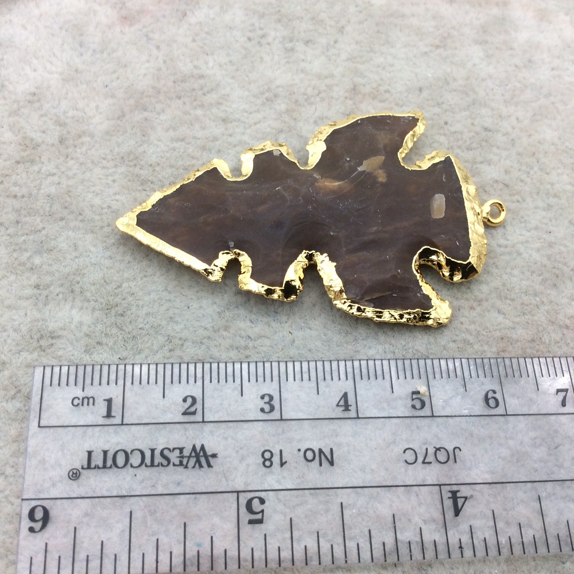 Electroplated Jasper Arrowhead Pendant
