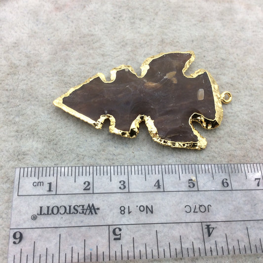 Electroplated Jasper Arrowhead Pendant