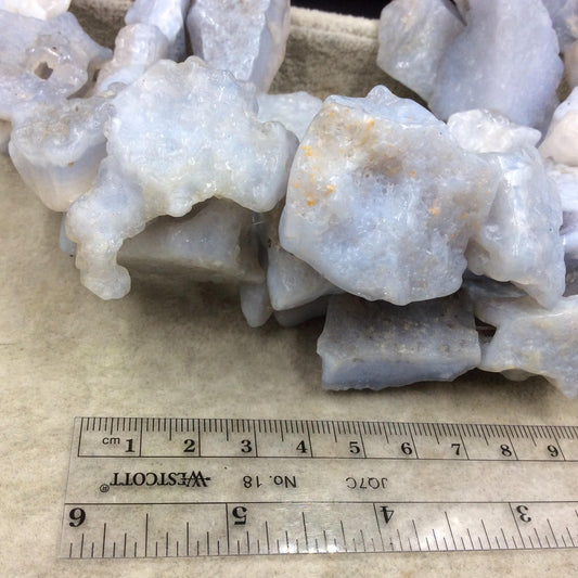 Natural Blue Lace Agate Chunky Freeform Large Nugget Beads  With 1mm Holes - Sold by 15" Strands (~ 12-13 Beads) - 25-40mm x 30-50mm