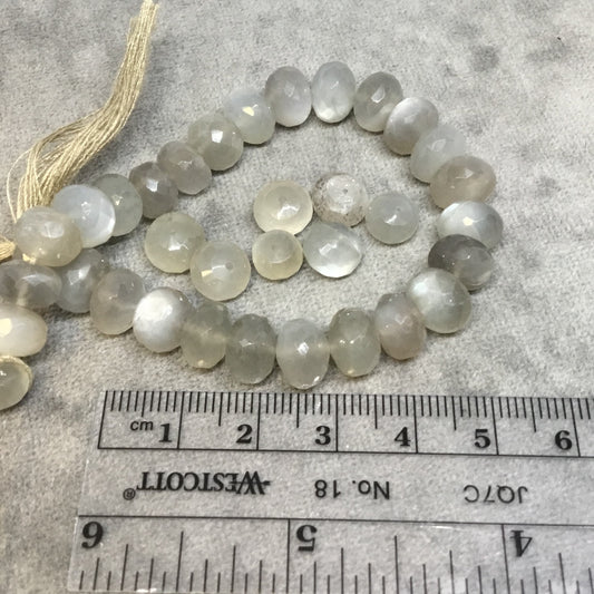 8mm Gray Moonstone Faceted Rondelle Beads