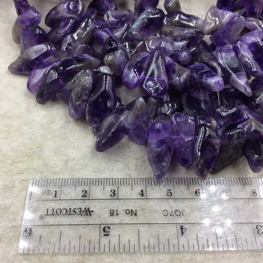 Natural Mixed Flat Rounded Amethyst Point Beads - 16" Strand (~ 50 Beads) - Measuring 8-12mm x 15-20mm - Natural Semi-Precious Gemstone