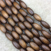 3/4" Greenish Brown Natural Wood Tube/Barrel Beads - 15" Strand (Approx. 20 Beads) - Measuring 9mm x 18mm - 3mm Hole Size - Sold per Strand