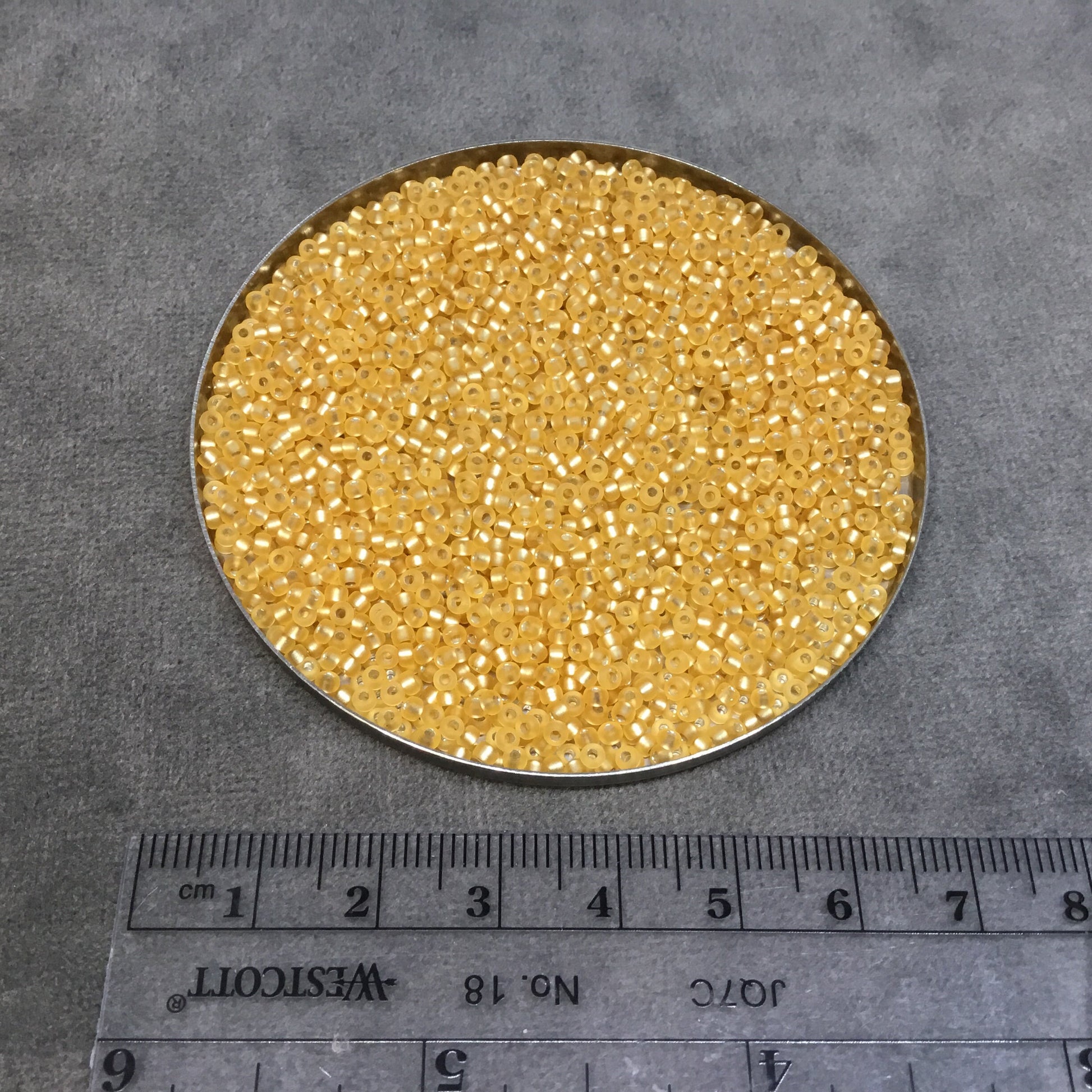 Size 11/0 Semi-Matte Finish Silver-Lined Gold Color Miyuki Glass Seed Beads - Sold by 23 Gram Tubes (~ 2500 Beads / Tube) - (11-91902)