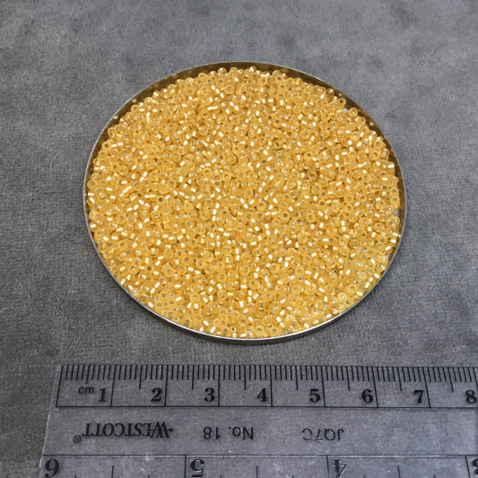 Size 11/0 Semi-Matte Finish Silver-Lined Gold Color Miyuki Glass Seed Beads - Sold by 23 Gram Tubes (~ 2500 Beads / Tube) - (11-91902)