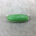Sterling Silver Faceted Rounded Rectangle Top Loop Shape Green Hydro (Man-made) Chalcedony Bezel Connector ~ 14mm x 38mm - Sold Individually
