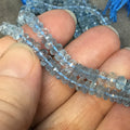 2-2.5mm x 4.5-5mm Faceted Transparent Light Blue Topaz Rondelle Beads - 8" Strand (Approx. 71 Beads) - Natural Semi-Precious Gemstone