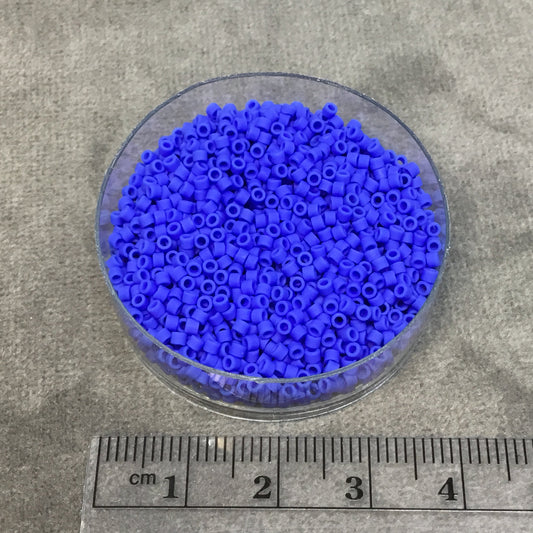 Size 11/0 Matte Finish Opaque Cyan Blue Genuine Miyuki Delica Glass Seed Beads - Sold by 7.2 Gram Tubes (Approx. 1300 Beads per 2" Tube)