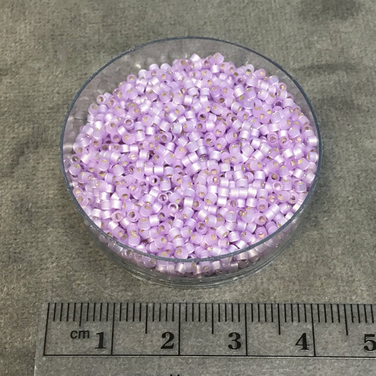 Size 11/0 Alabaster Finish Silver Lined Lavender Genuine Miyuki Delica Glass Seed Beads - Sold by 7.2g Tubes (Approx. 1300 Beads/2" Tube)