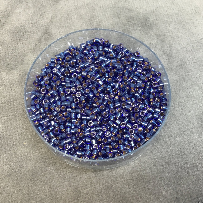 Size 11/0 Glossy Finish Lined Blue Luster Genuine Miyuki Delica Glass Seed Beads - Sold by 7.2 Gram Tubes (Approx. 1300 Beads per 2" Tube)