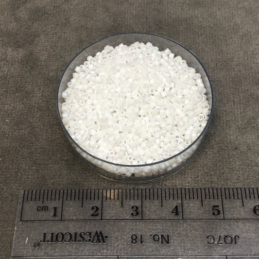 Size 11/0 Matte Finish Opaque White Genuine Miyuki Delica Glass Seed Beads - Sold by 7.2 Gram Tubes (Approx. 1300 Beads per 2" Tube)