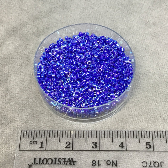 Size 11/0 Glossy Opaque Royal Blue AB Genuine Miyuki Delica Glass Seed Beads - Sold by 7.2 Gram Tubes (Approx. 1300 Beads per 2" Tube)