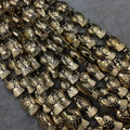 Gold Finish Patterned Fish Shape Plated Pewter Beads - 8" Strand (Approx. 13 Beads) - 9mm x 15mm - 2mm Hole Size