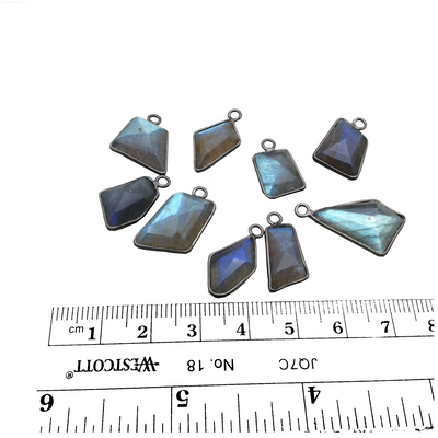 Labradorite Bezel | Medium Gunmetal Finish Freeform Shaped Plated Copper Pendant Component- ~ 10-13mm x 13-20mm -Sold Individually at Random
