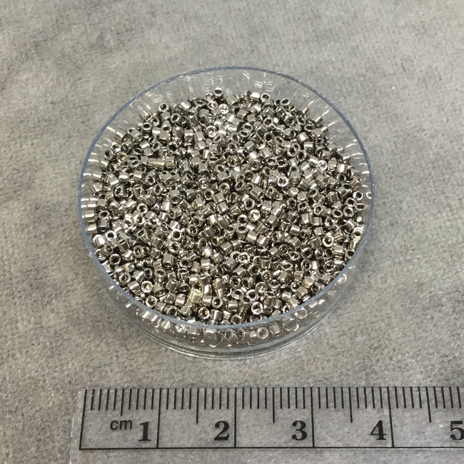 Size 11/0 Glossy Finish Metallic Steel Gray Genuine Miyuki Delica Glass Seed Beads - Sold by 7.2 Gram Tubes (Approx. 1300 Beads/2" Tube)