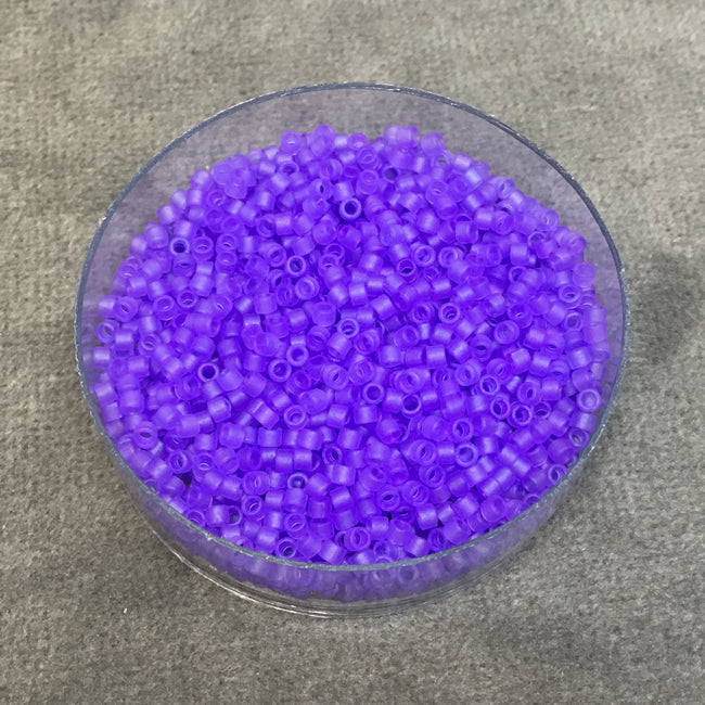 Size 11/0 Matte Finish Transparent Dyed Purple Genuine Miyuki Delica Glass Seed Beads - Sold by 7.2 Gram Tubes (Approx. 1300 Beads/2" Tube)