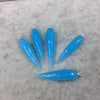 Sky Blue Quartz Bezel | Large Sterling Silver Finish Faceted Spike Opaque Pendant Component  ~ 10mm x 35 - 40mm - Sold Per Each