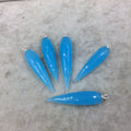 Sky Blue Quartz Bezel | Large Sterling Silver Finish Faceted Spike Opaque Pendant Component  ~ 10mm x 35 - 40mm - Sold Per Each