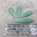 Seafoam Green Quartz Bezel | Large Gold Plated Sterling Silver Finish Faceted Spike Opaque Pendant  ~ 10mm x 35 - 40mm - Sold Per Each