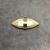 2" Iridescent Cream/Yellow Natural Abalone Shell Double Ended Pointed Spike Pendant with Gold Bail - Measuring 50mm x 18mm - (TR)