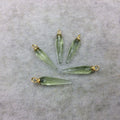 Small Gold Plated Sterling Silver Finish Faceted Spike Transparent Light Green Quartz Pendant  ~ 7 x 22-25mm - Sold Per Each, At Random