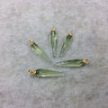 Light Green Quartz Bezel | Small Gold Plated Sterling Silver Finish Faceted Spike Opaque Pendant  ~ 7mm x 22-25mm - Sold Per Each
