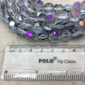 12mm Matte And Glossy Faceted Trans. AB Clear/Purple/Orange Glass Crystal Flattened Hexagon Beads - 12.5" Strands (~ 28 Beads) - (CC12-096)