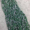 Chinese Crystal Beads | 2mm AB Metallic Finish Faceted Opaque Green Silver Rondelle Glass Beads