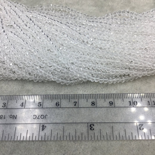 DISC - 3mm Faceted Clear Chinese Crystal Rondelle Shaped Beads - Sold by 15" Strands (Approx. 143 Beads)