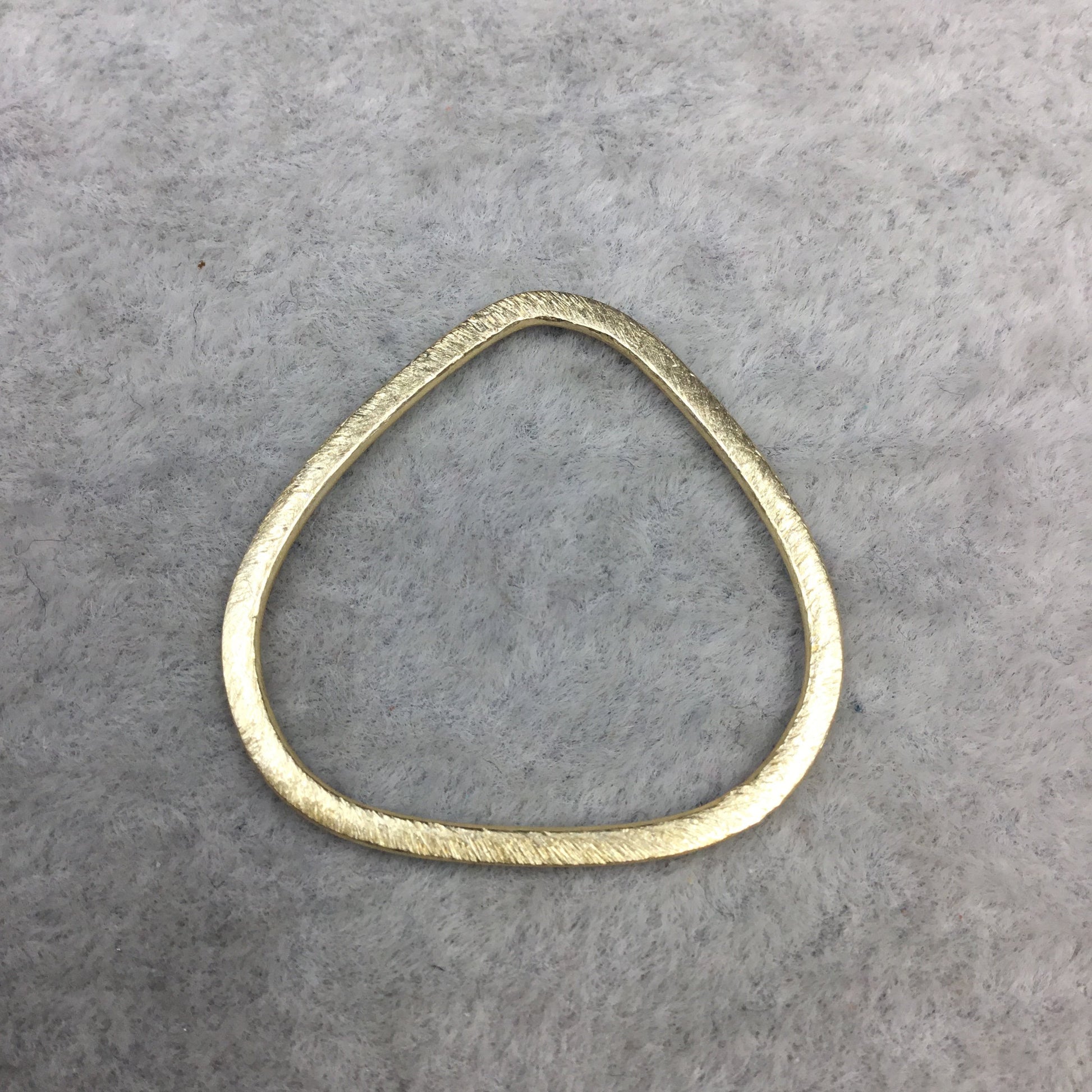 28mm x 28mm Gold Brushed Finish Open Teardrop Shaped Plated Copper Components - Sold in Pre-Counted Bulk Packs of 10 Pieces - (475-GD)