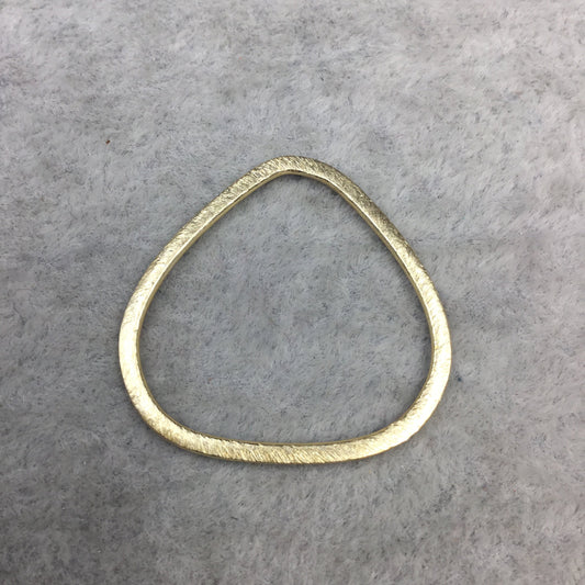 28mm x 28mm Gold Brushed Finish Open Teardrop Shaped Plated Copper Components - Sold in Pre-Counted Bulk Packs of 10 Pieces - (475-GD)