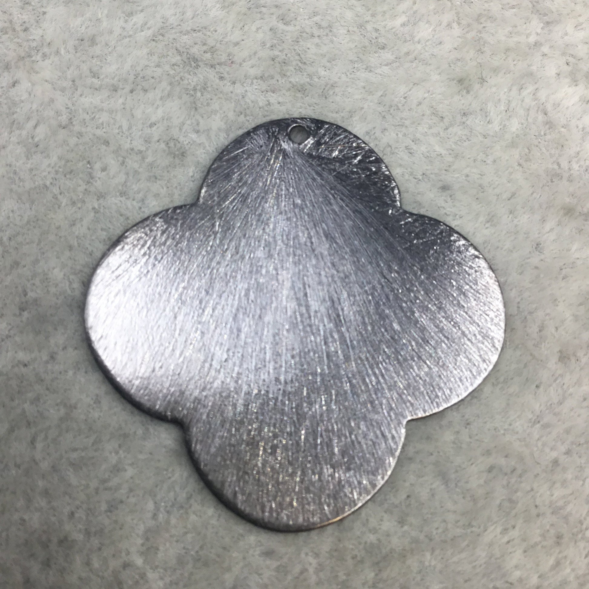 33mm Gunmetal Brushed Finish Blank Quatrefoil Shaped Plated Copper Components - Sold in Pre-Counted Bulk Packs of 10 Pieces - (063-GM)