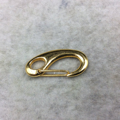 1 3/4" Long Gold Plated Clip Style Lobster Claw Shaped Copper Clasp Components - Measuring 28mm x 48mm  - Sold Individually