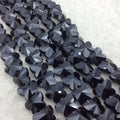 12mm x 15mm Glossy Faceted Black Crystal Glass Butterfly Shaped Beads - Sold By 12" Strands (~ 25 Beads)