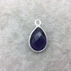 Sterling Silver Faceted Amethyst (Lab Created) Quartz Teardrop Shaped Bezel Pendant - Measuring 10mm x 15mm - Sold Individually