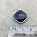 Sterling Silver Faceted Amethyst (Lab Created) Quartz Diamond Shaped Bezel Pendant - Measuring 18mm x 18mm - Sold Individually