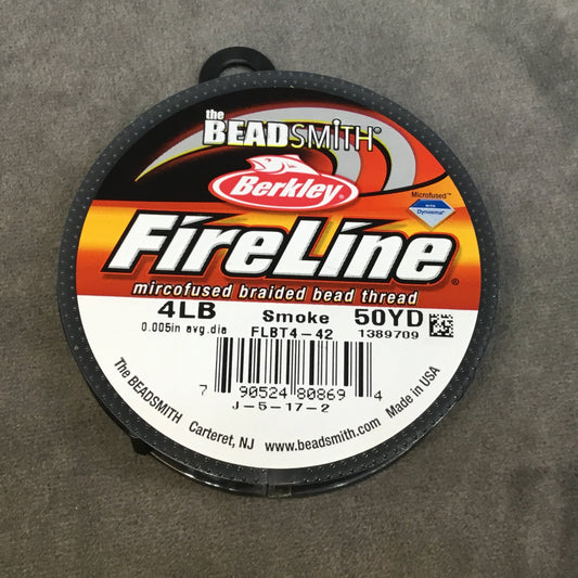 50 Yard Spool of 4lb. Smoke Gray Colored Fireline® Braided Beading Thread, Beadsmith/Berkley® Branded - 0.13mm/0.005" Diameter, Approx.