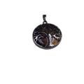 1" Gunmetal Plated Copper Cut Out Tree Focal Bezel Pendant with Tiger Eye Stone - Measures 26mm x 26mm - Sold Per Each, Chosen at Random