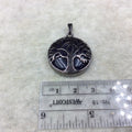 1" Gunmetal Plated Copper Cut Out Tree Focal Bezel Pendant with Blue Goldstone - Measures 26mm x 26mm - Sold Per Each, Chosen at Random