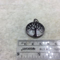 1" Gunmetal Plated Copper Cut Out Tree Focal Bezel Pendant with Clear Quartz - Measures 26mm x 26mm - Sold Per Each, Chosen at Random