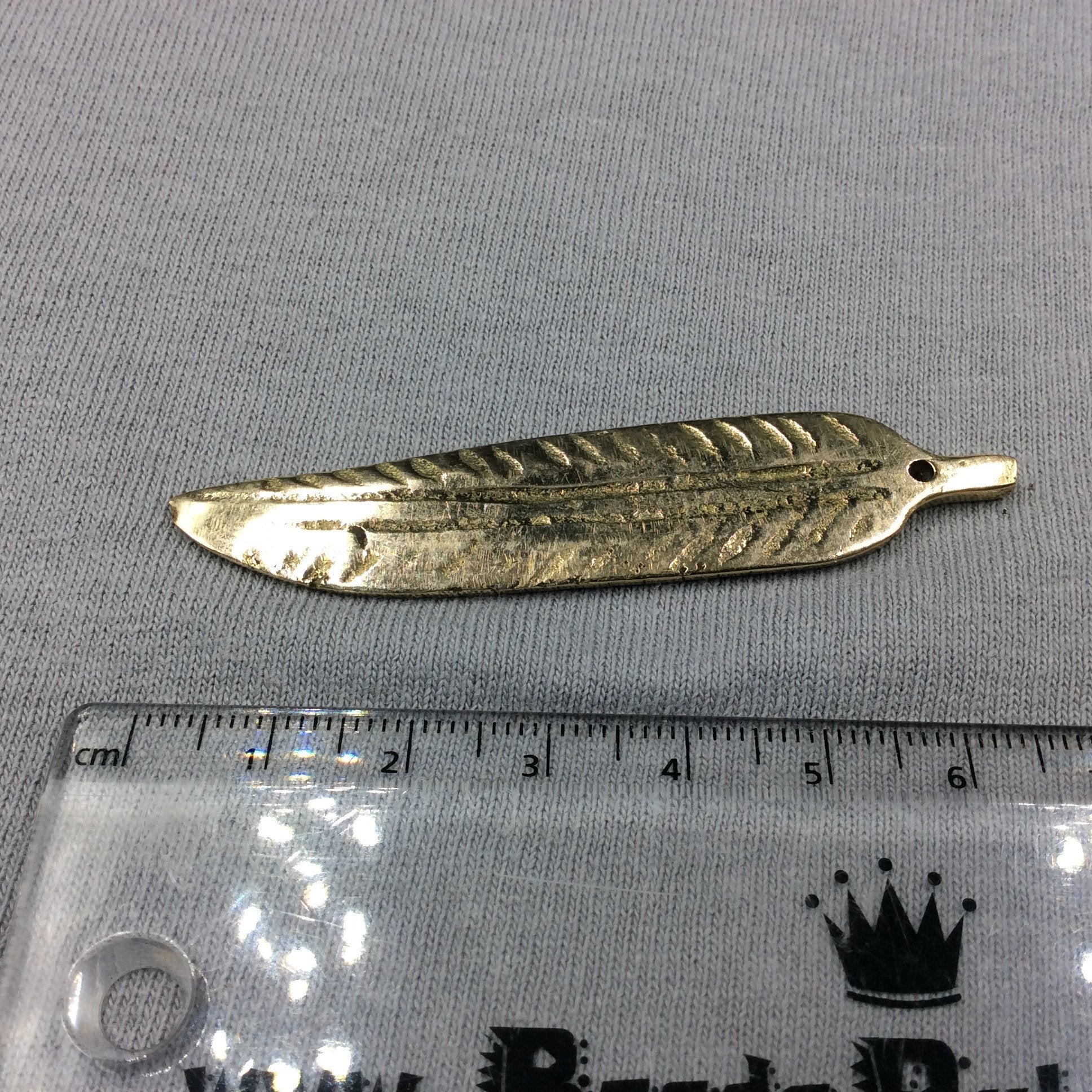 Large Gold-Plated Copper Long Pointed Leaf/Feather Shaped Pendant Style A - Measuring 13mm x 58mm - Sold Individually, Chosen at Random