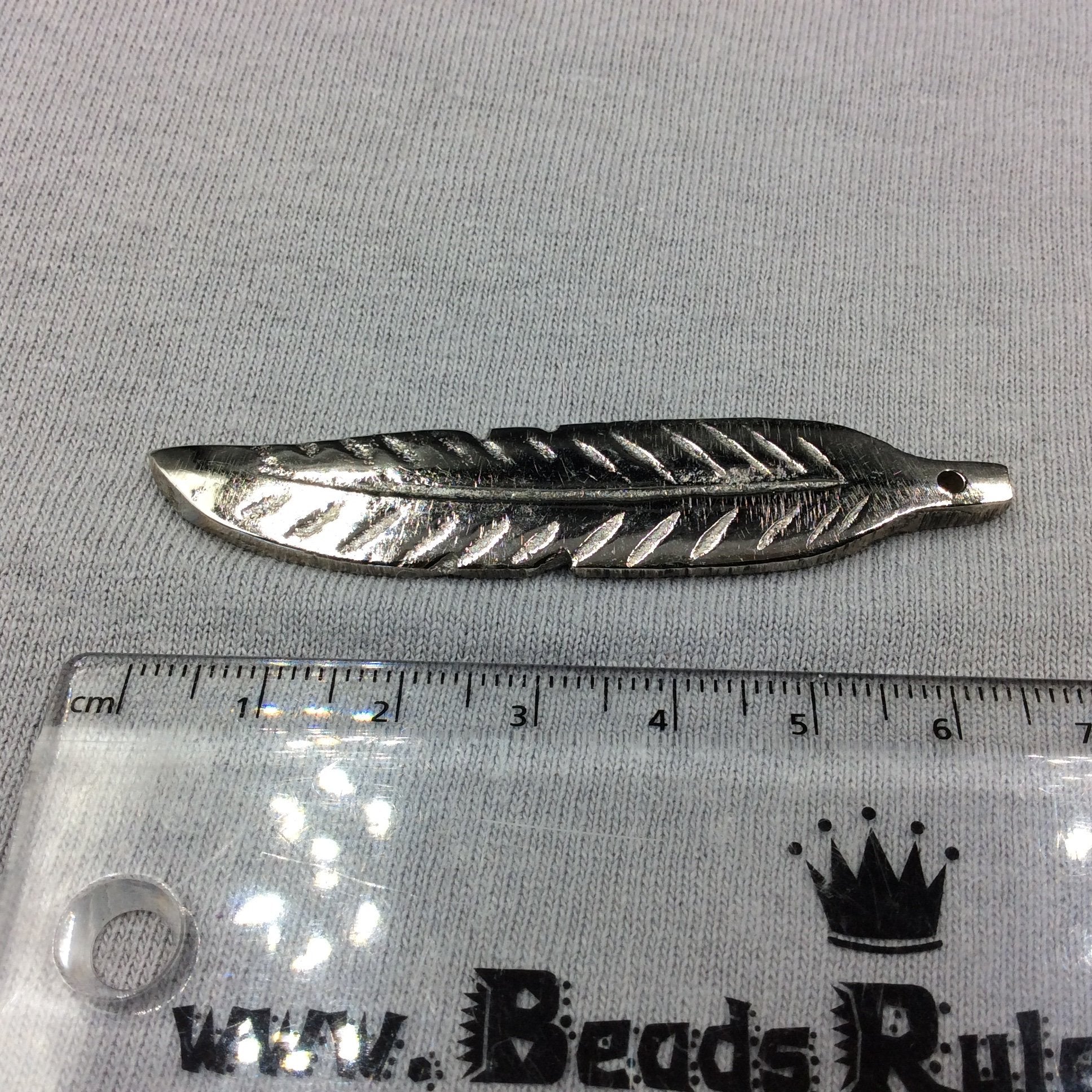 Large Silver-Plated Copper Long Pointed Leaf/Feather Shaped Pendant Style B - Measuring 13mm x 58mm - Sold Individually, Selected at Random