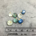 OOAK Jeweler's Lot of Seven "JL2" Gold Plated Natural Stone Faceted Rondelle Shaped Loop Connectors - Measuring 9-10mm, Approx.